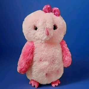 Aurora Pink Plush Owl Stuffed  Animal 13" w/ Bow No Tag EUC
